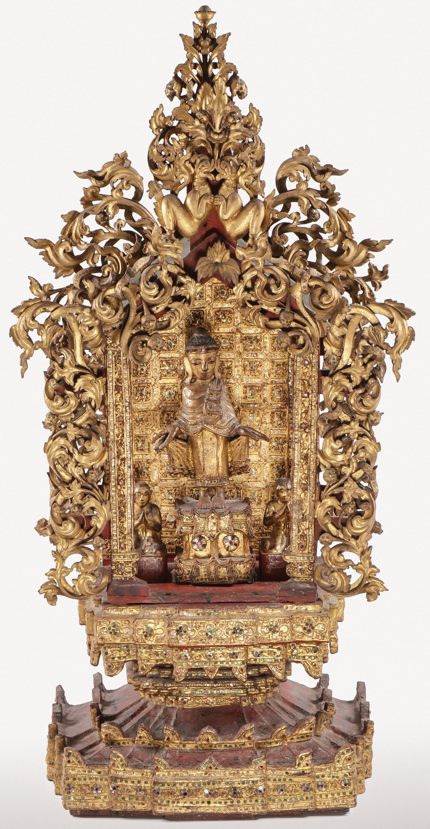 ORNATE CARVED & GILT-WOOD BUDDHIST SHRINE (1 of 4)