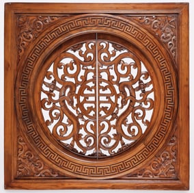 LARGE CHINESE CARVED WINDOW PANEL