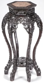 FINE ANTIQUE CHINESE CARVED HARDWOOD STAND, QING