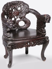 CHINESE EXPORT CARVED DRAGON CHAIR