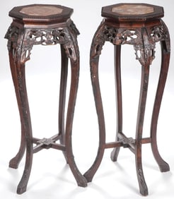 PR ANTIQUE CHINESE EXPORT CARVED STANDS