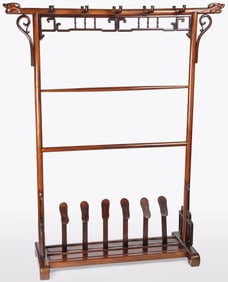 UNIQUE CHINESE CARVED CLOAK & SHOE RACK