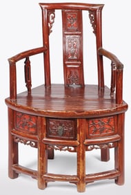 INTERESTING CARVED CHINESE CORNER CHAIR, QING