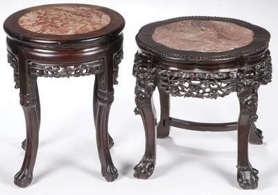 PR CHINESE EXPORT CARVED WOOD STANDS