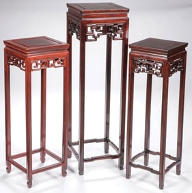 THREE CHINESE CARVED WOOD STANDS