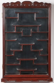 GOOD CHINESE WOOD CURIO CABINET