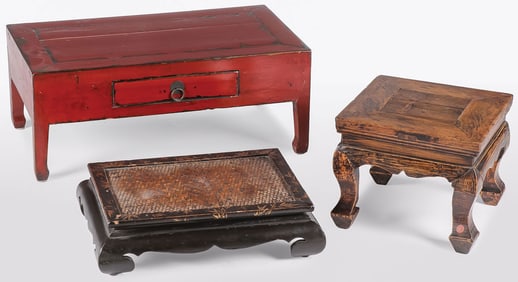 THREE VINTAGE CHINESE STANDS & TABLES