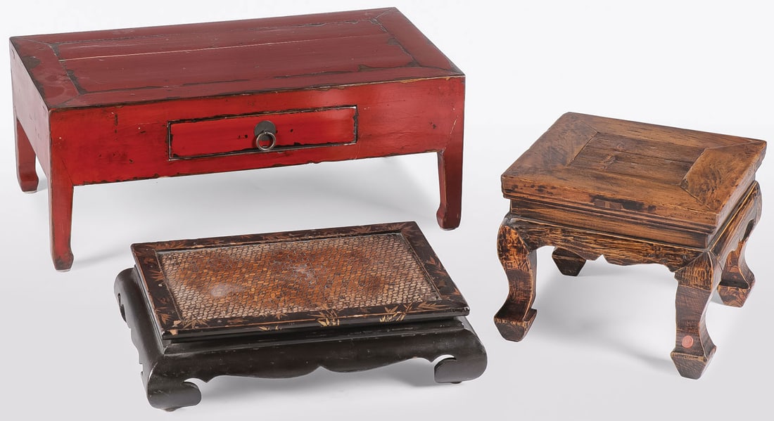 THREE VINTAGE CHINESE STANDS & TABLES (1 of 1)
