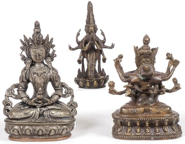 CAST BRONZE BUDDHA AND DEITIES