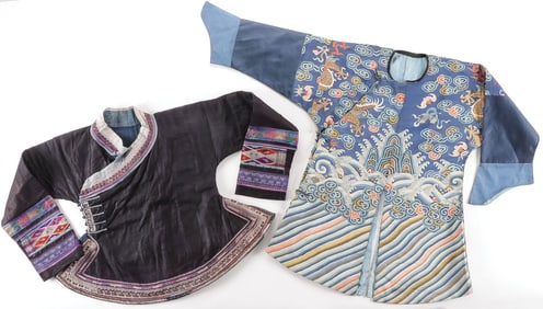 CHINESE SILK EMBROIDERED CHILD'S DRAGON ROBE