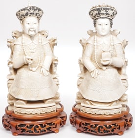 CHINESE CARVED EMPEROR AND EMPRESS, C. 1920