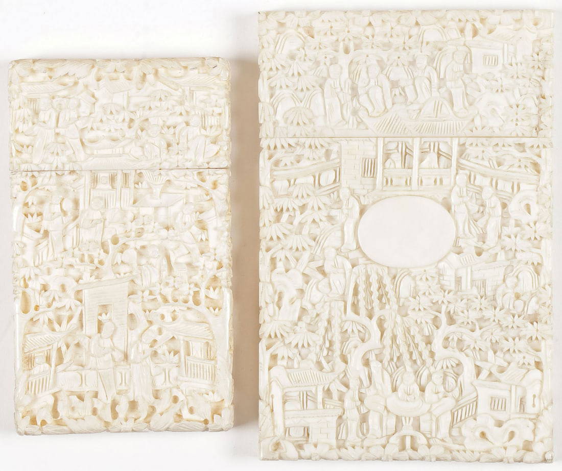 TWO FINELY CARVED CHINESE CARD CASES