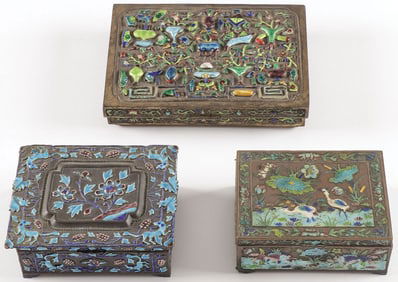 THREE CHINESE ENAMEL BOXES