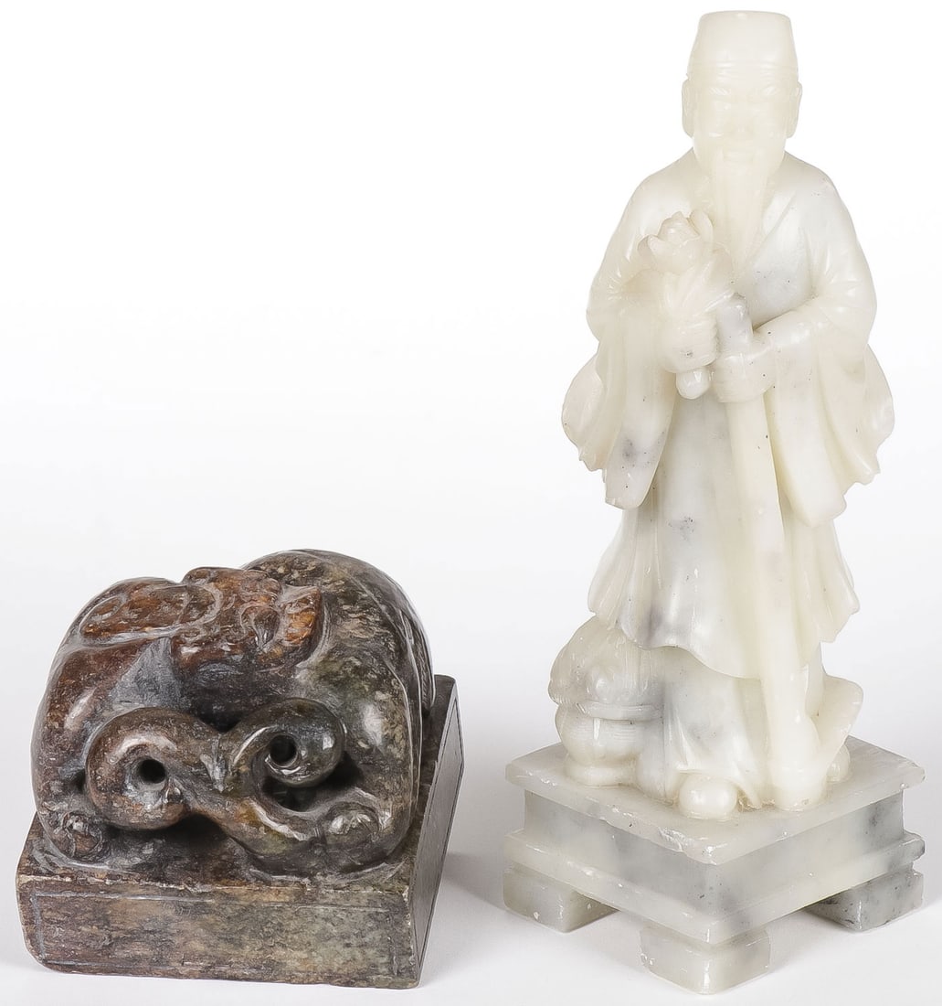 CHINESE CARVED HARDSTONE FIGURE & SEAL (1 of 4)