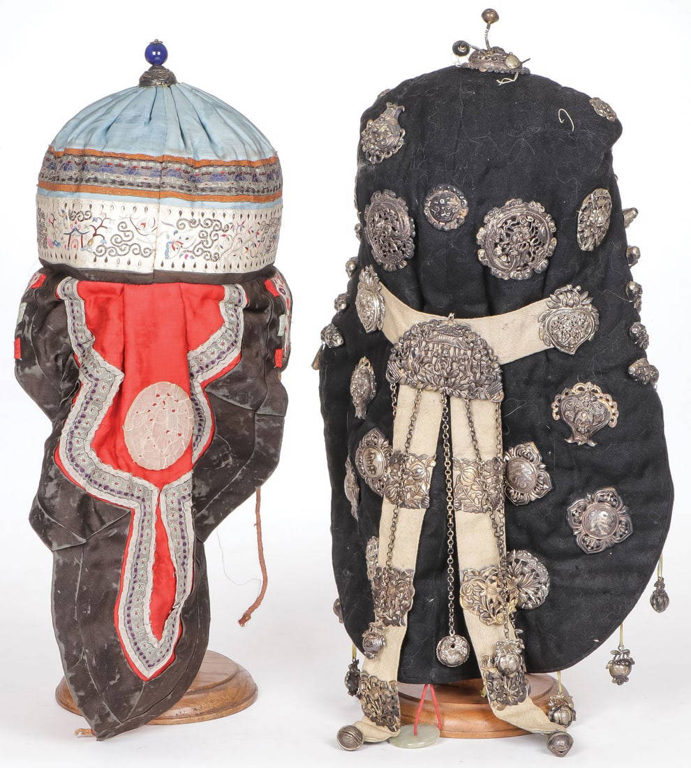 CHINESE SILVER & SILVER DECORATED WOMENS HATS