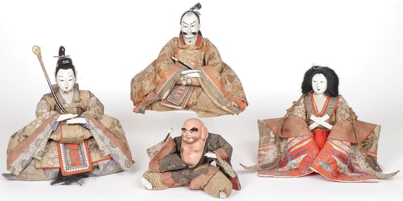 FOUR VINTAGE JAPANESE HINA DOLLS