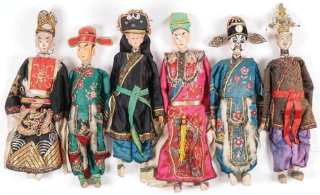 SIX VINTAGE CHINESE OPERA DOLLS