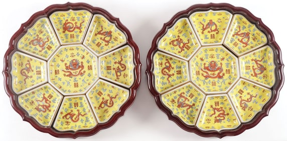 PAIR OF CHINESE FAMILLE ROSE SWEET MEAT SERVERS