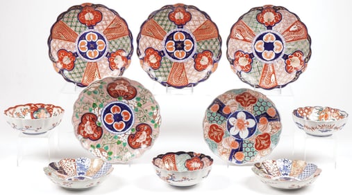 TEN PIECES IMARI PORCELAIN