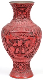 LARGE CHINESE CINNABAR VASE
