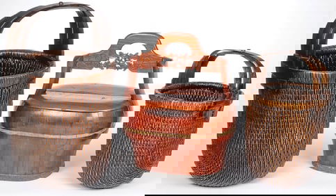 THREE LARGE CHINESE BASKETS