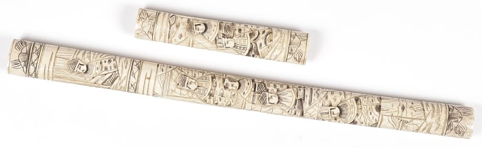 A CHINESE CARVED BONE SCABBARD