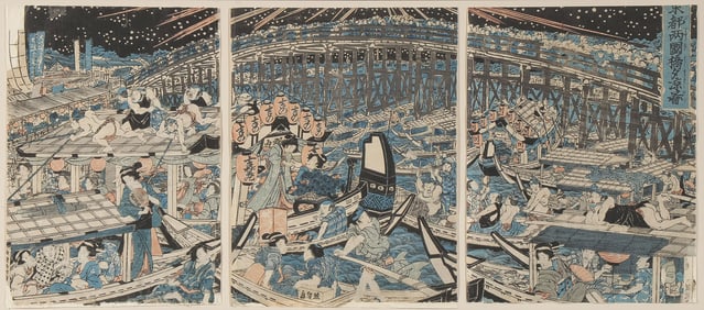 JAPANESE (WOODBLOCK) TRIPTYCH, 19TH C