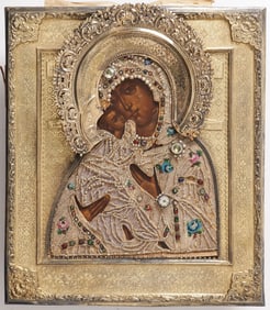 RUSSIAN ICON OF THE VLADIMIRSKAYA, SARATOV, 1846