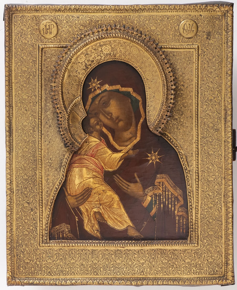 A FINE RUSSIAN ICON OF THE VIRGIN, 17TH/18TH C (1 of 5)