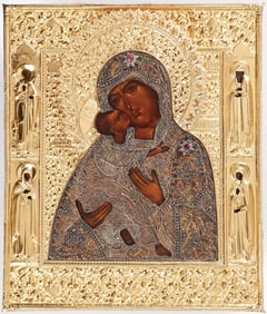 A RUSSIAN ICON OF THE VLADIMIR MOTHER OF GOD