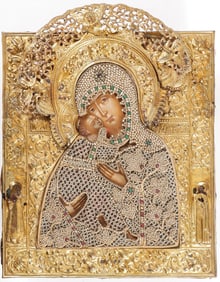 EXCEPTIONAL RUSSIAN ICON OF THE VLADIMIRSKAYA