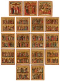 EXTREMELY RARE SET OF 17 RUSSIAN ICON TABLETKI