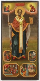 LARGE RUSSIAN CHURCH ICON OF ST NICOHLAS, 19TH C