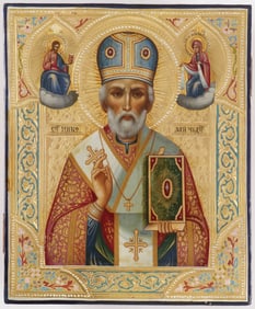 EXCEPTION RUSSIAN ICON OF ST. NICHOLAS, C. 1890