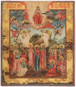 A FINE RUSSIAN ICON OF THE ASCENSION, PALEKH
