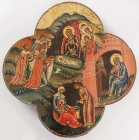 FINE & UNIQUE RUSSIAN ICON OF THE NATIVITY
