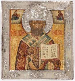 A RUSSIAN ICON OF ST. NICHOLAS, 18TH CENTURY