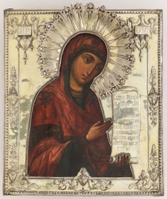 A RUSSIAN ICON OF THE VIRGIN, MOSCOW, 1802