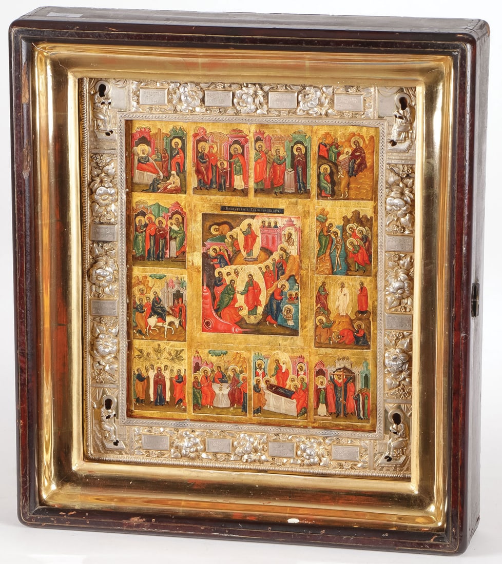 RUSSIAN ICON OF THE RESURRECTION AND FEASTS (1 of 7)