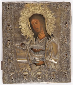 A LARGE RUSSIAN ICON OF ST. JOHN, 19TH C