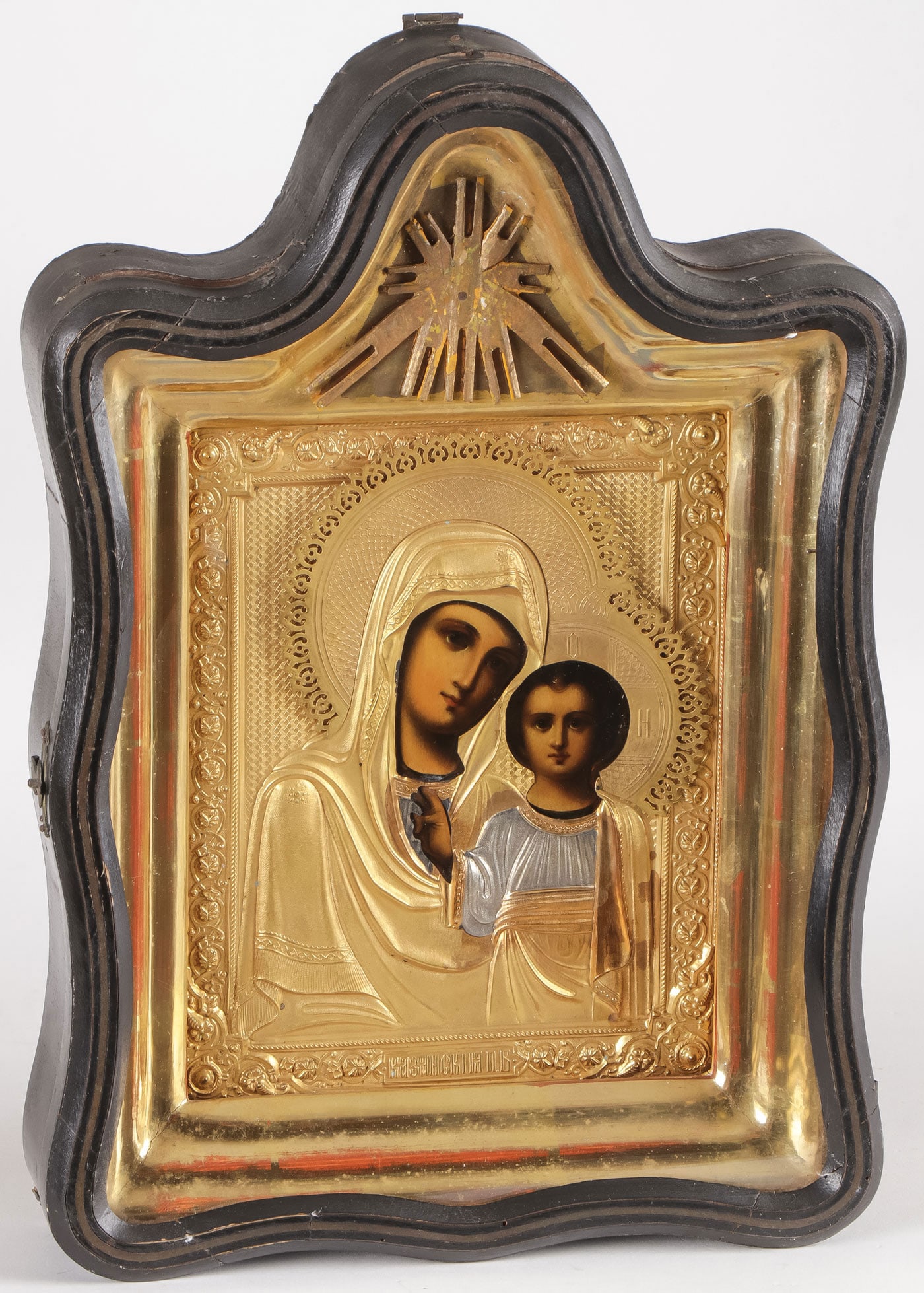 A RUSSIAN ICON IN SHADOW BOX FRAME, C. 1890 (1 of 4)