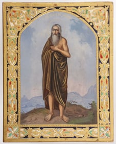 A RARE RUSSIAN ICON OF ST. PAUL OF THEBES