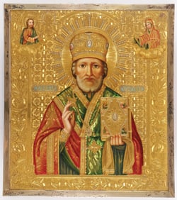 A UNIQUE RUSSIAN ICON, ST. NICHOLAS, 1899