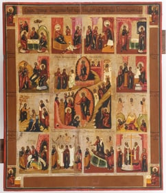 RUSSIAN ICON RESURRECTION AND FEAST DAYS, 19TH C