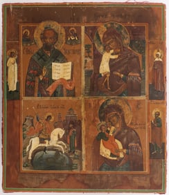 A FOUR-PART RUSSIAN ICON, 19TH C
