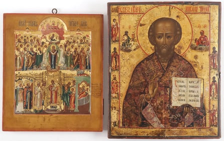 A PAIR OF RUSSIAN ICONS, 19TH C
