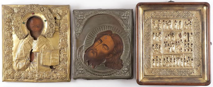 THREE RUSSIAN ICONS, 19TH C