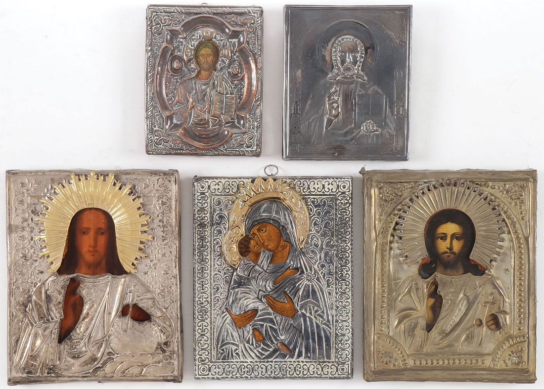 GROUP OF FIVE RUSSIAN ICONS, 19TH & 20TH C (1 of 11)