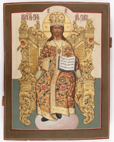 ORNATE RUSSIAN ICON OF CHRIST ENTHRONED