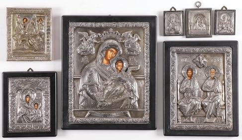 GROUP OF SILVER ICONS